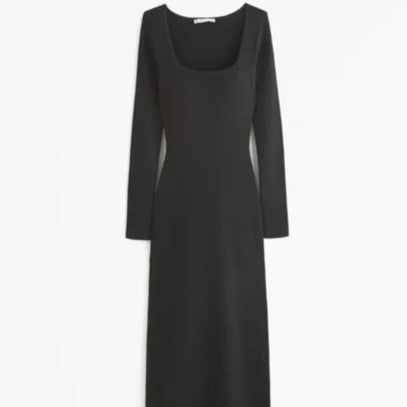 Abercrombie Long-Sleeve Squareneck Maxi Sweater Dress - Black / XS - Picture 1 of 3